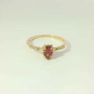 Eleganter Weissgoldring mit Turmalin & Diamanten – 18 Karat Gold - YZ0003257