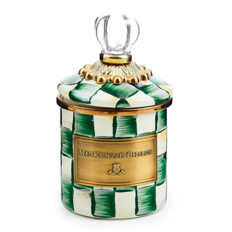 Emerald Check Mini Canister by MacKenzie - Childs - |VESIMI Design| Luxury Bathrooms and Home Decor
