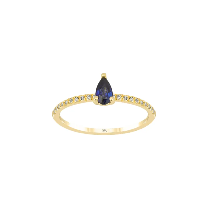 Gelbgold Diamantring mit Saphir 0.32 ct in 585 oder 750 Gold