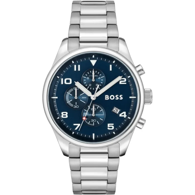 Hugo Boss View Chronograph 44mm Herrenuhr aus Edelstahl in Blau - 1513989