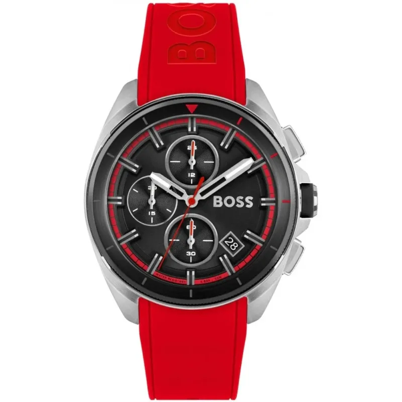 Hugo Boss Volane Chronograph 44mm Herrenuhr in Schwarz, Rot - 1513959