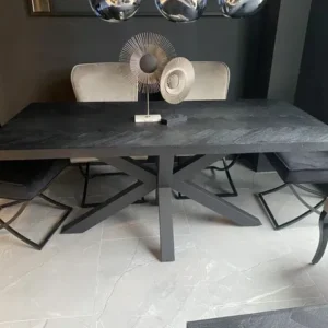Tischplatte schwarz Fischgrätmuster Tischplatte, Breite 200 cm