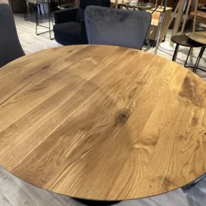 Tischplatte Eiche massiv rund, runde Tischplatte Schweizer-Kante. Esstischplatte rund Eiche, Durchmesser 120 cm