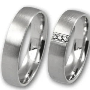 Linden Trauringe / Eheringe Brütten mit 3 Diamanten - 234/235