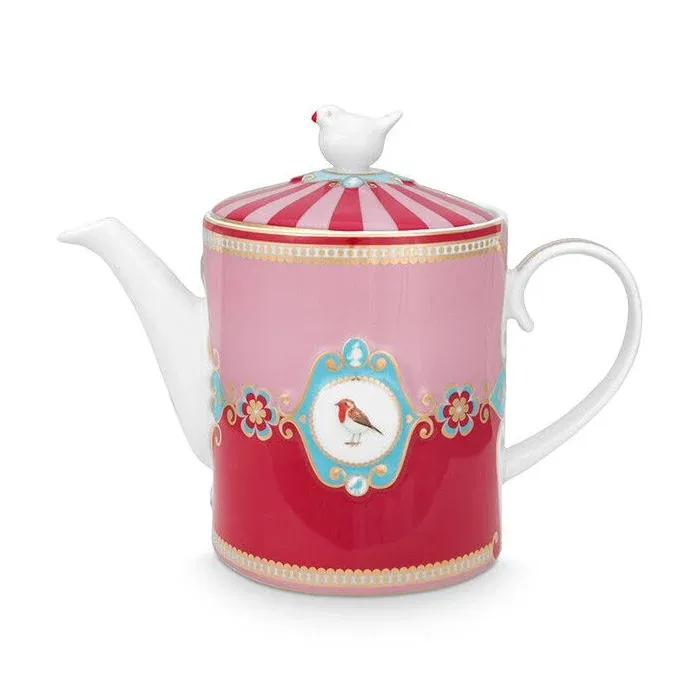 Teapot Large Love Birds Medallion Red-Pink / Pip Studio