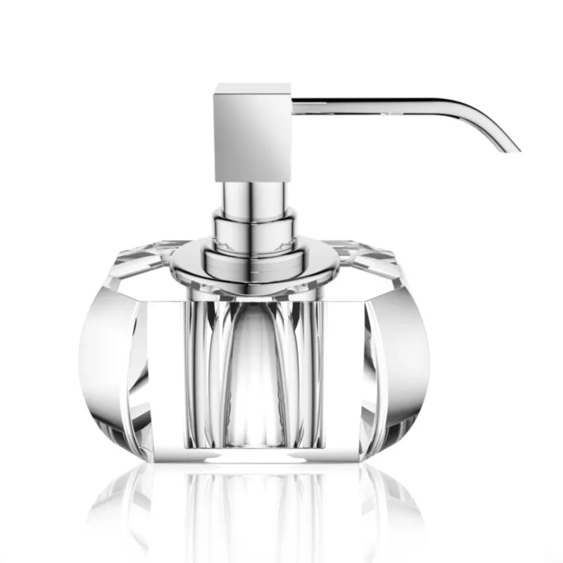 Luxury Glass Liquid Soap Dispenser in Chrome | Crystal Clear - |VESIMI Design|