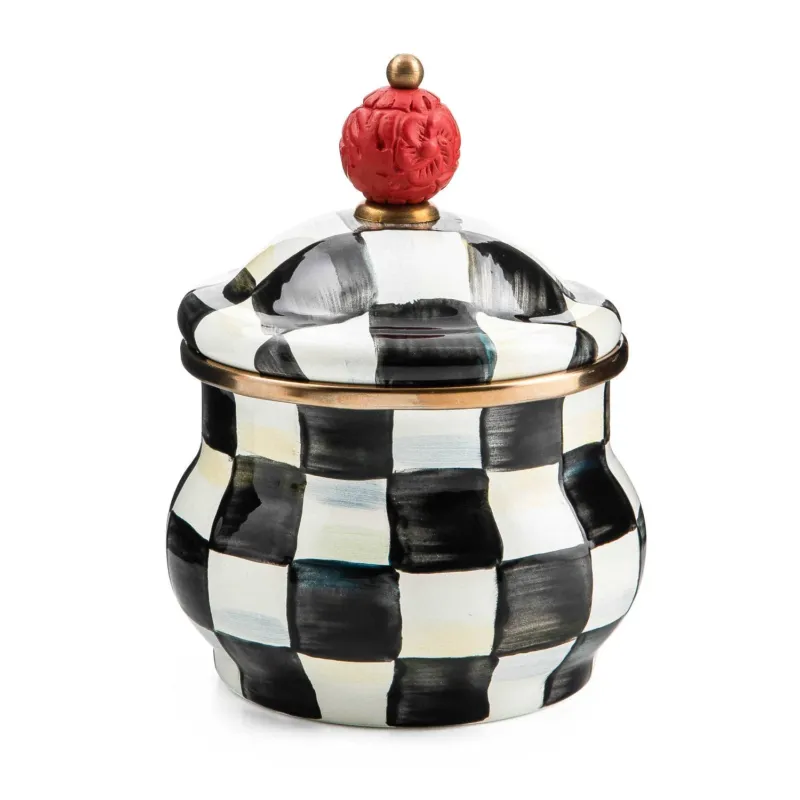 MacKenzie - Childs Courtly Check Lidded Sugar Bowl - |VESIMI Design| Luxury Bathrooms and Home Decor
