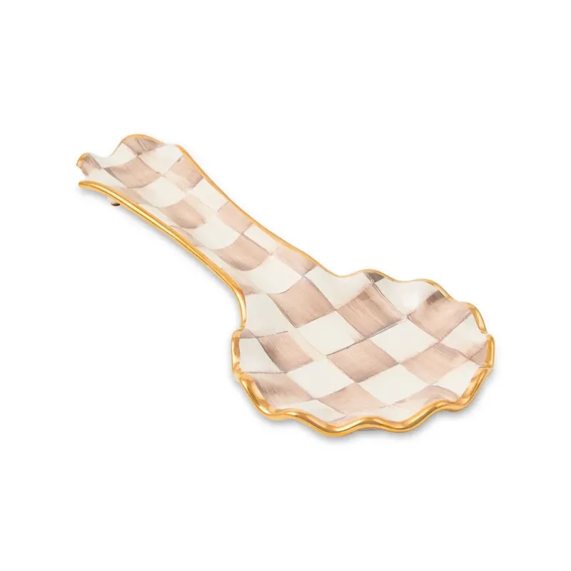 Mocha Check Ceramic Spoon Rest by MacKenzie-Childs