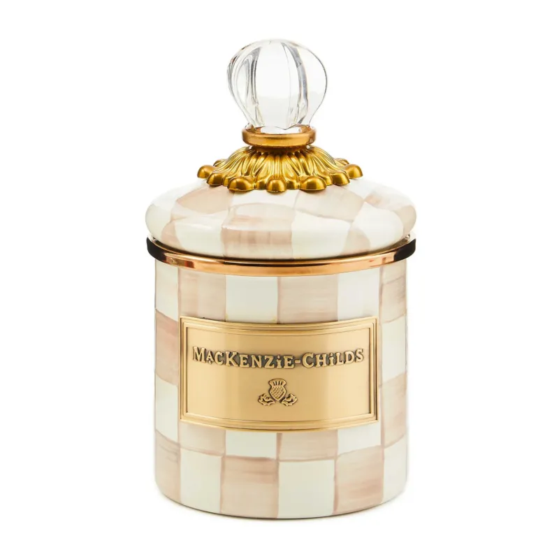 Mocha Check Mini Canister by MacKenzie - Childs - |VESIMI Design| Luxury Bathrooms and Home Decor