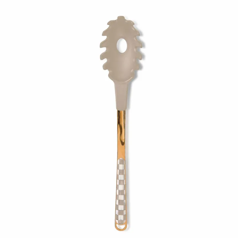 Mocha Check Pasta Spoon by MacKenzie - Childs 2025 Collection - |VESIMI Design|