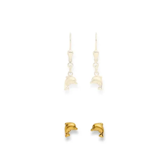 Ohrstecker Einzel Delphin – 750 Gelbgold, matt und poliert - 1163.02694/0001