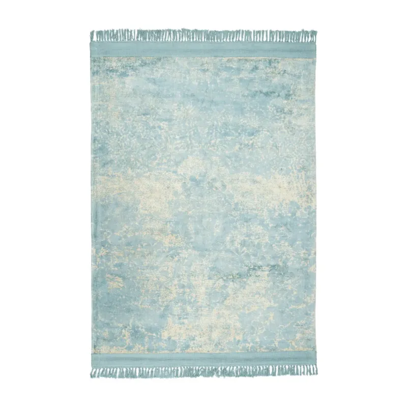 Teppich – Petrol Farbe, Flachflor Struktur, Hochwertige Viskose, 290 cm - Dolce Vita 125 | Kayoom