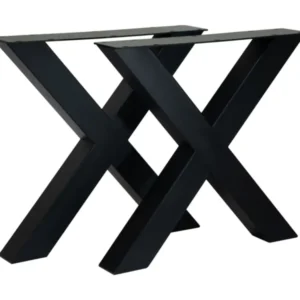 X-Form Tischbeine schwarz Metall Industriedesign, Metall Tischbeine für Esstisch Industrie Metall, 2er Set