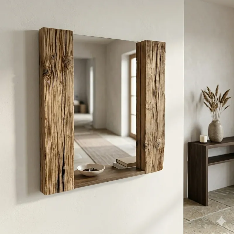 Altholz Spiegel S2323 Alter Dielenboden einer alten Bauernstube upcycling nachhaltig Badspiegel Wohnspiegel Wandspiegel