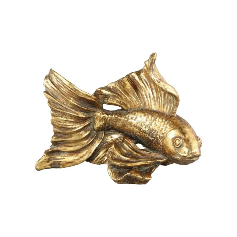 Skulptur – Goldene Optik, Fisch Design, Polyethylen Material - Azzy | PTMD