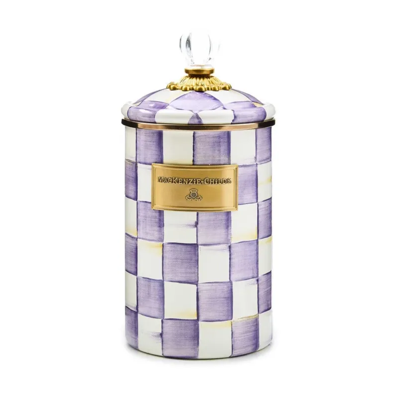 Violet Check Large Canister by MacKenzie-Childs